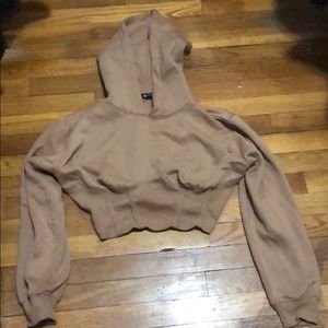 Brown corset cropped hoodie
